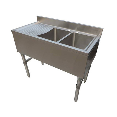 NBR Equipment UD-3-101410-60L 60" W x 21.25" D x 32.5" H Stainless Steel (3) Compartments Premium Underbar Sink Unit