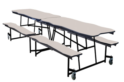 National Public Seating MBTB8 30" W 14 Gauge Steel Bedrock Mobile Cafeteria Table with Benches