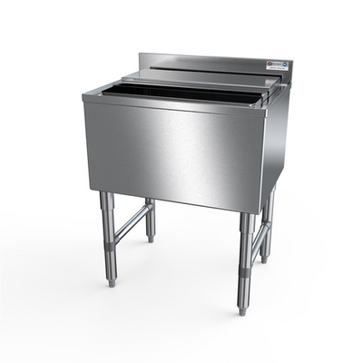 NBR Equipment IB-2418 24" W x 18.25" D x 32.5" H Stainless Steel 4" Splash Underbar Ice Bin or Cocktail Unit