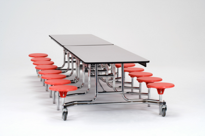 National Public Seating MTS1216 30&quot; W x 145&quot; D x 27&quot; H Rectangular 14 Gauge Steel Mobile Cafeteria Table