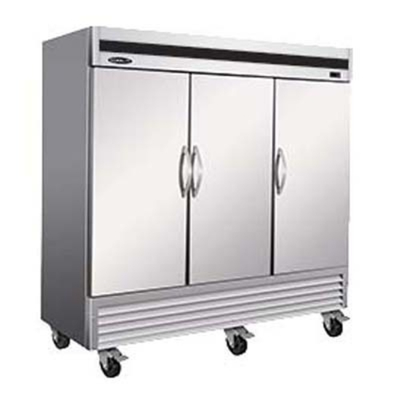 MVP Group IB81F-DV 81&quot; W Stainless Steel 3 Solid Doors Reach-In IKON Freezer - 208-230 Volts