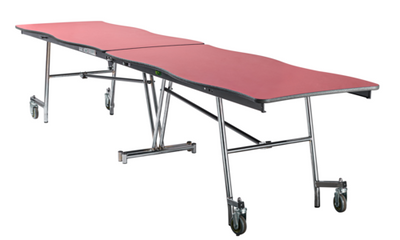National Public Seating MST10 30" W x 121" D x 29" H Rectangle 14 Gauge Steel Swerve Mobile Cafeteria Table