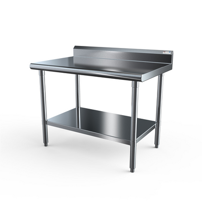 NBR Equipment TS6-2424R5 24" W x 24" D x 40.75" H Stainless Steel Open with Side & Rear Crossrails Premium Work Table