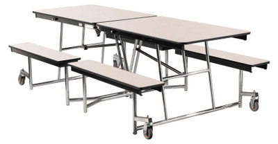 National Public Seating MTFB8 30" W x 97" D x 29" H Rectangle 14 Gauge Steel Mobile Cafeteria Table with Benches