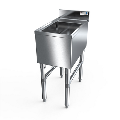 NBR Equipment UD-1-1014-1221V 12" W x 21.25" D x 32.5" H Stainless Steel (3) Compartments Slim-Line Underbar Dump Sink