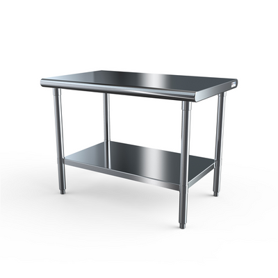 NBR Equipment TS6-3624 36"W x 24"D x 35.75"H Stainless Steel 1.5" Bullnose Front and Rear Edge Premium Work Table