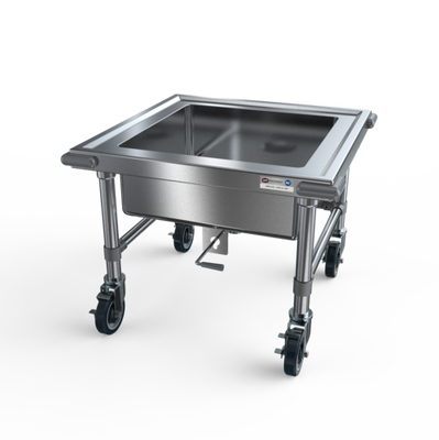 NBR Equipment SKS-2020 27" W x 21.75" H x 27" D Stainless Steel 16 Gauge Mobile Soak Sink