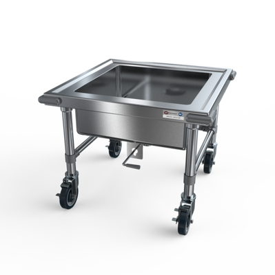 NBR Equipment SKS-2020 27" W x 21.75" H x 27" D Stainless Steel 16 Gauge Mobile Soak Sink