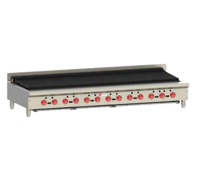 Wolf ACB72-QS-COMMANDER-NG 72.5" W Stainless Steel Countertop Natural Gas Achiever Charbroiler - 221,000 BTU