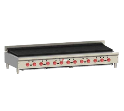 Wolf ACB72-QS-COMMANDER-NG 72.5" W Stainless Steel Countertop Natural Gas Achiever Charbroiler - 221,000 BTU