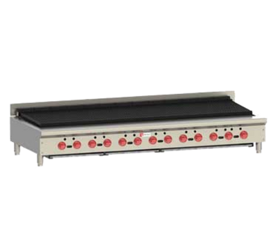 Wolf ACB72-QS-COMMANDER-NG 72.5" W Stainless Steel Countertop Natural Gas Achiever Charbroiler - 221,000 BTU