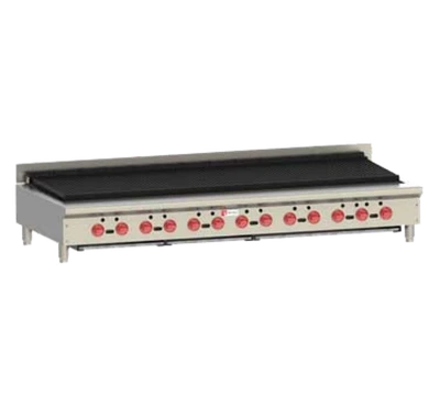 Wolf ACB72-QS-COMMANDER-NG 72.5" W Stainless Steel Countertop Natural Gas Achiever Charbroiler - 221,000 BTU