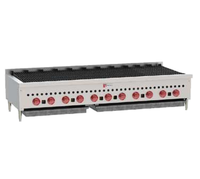 Wolf SCB60-NG 60" W Stainless Steel Countertop Natural Gas Charbroiler - 159,500 BTU