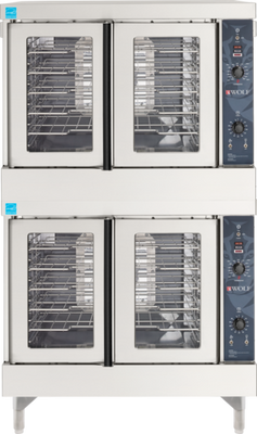Wolf WC44GD-QS-COMMANDER-NG 40" W Stainless Steel Double Deck Natural Gas Convection Oven - 120 Volts
