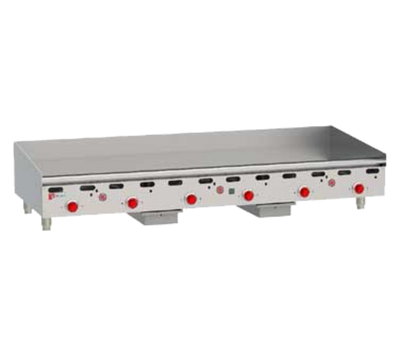 Wolf ASA72-QS-COMMANDER-NG 72" W Stainless Steel Natural Gas Countertop Gas Heavy Duty Griddle - 162,000 BTU