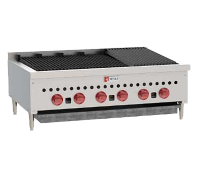 Wolf SCB36-LP 36" W Stainless Steel Countertop Liquid Propane Charbroiler - 87,000 BTU