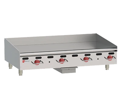 Wolf AGM72-QS-COMMANDER-NG 72" W Stainless Steel Natural Gas Countertop Gas Heavy Duty Griddle - 162,000 BTU