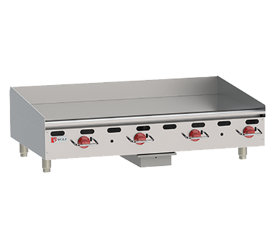 Wolf AGM72-QS-COMMANDER-NG 72" W Stainless Steel Natural Gas Countertop Gas Heavy Duty Griddle - 162,000 BTU