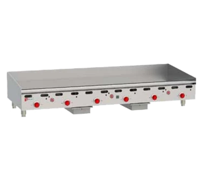 Wolf ASA72-QS-COMMANDER-LP 72" W Stainless Steel Liquid Propane Countertop Gas Heavy Duty Griddle - 162,000 BTU