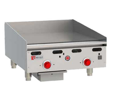 Wolf ASA24-30-LP 24" W Stainless Steel Liquid Propane Countertop Gas Heavy Duty Griddle - 54,000 BTU