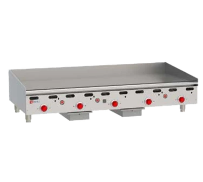 Wolf ASA48-30-LP 48" W Stainless Steel Liquid Propane Countertop Gas Heavy Duty Griddle - 108,000 BTU