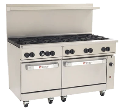 Wolf C60SS-10B-QS-COMMANDER-LP 60" W 10 Burners Natural Gas Challenger XL Restaurant Range - 358,000 BTU