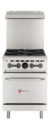 Wolf WX24-4BP-QS-COMMANDER 24" W Stainless Steel 4 Burners Liquid Propane WX Series Restaurant Range - 143,000 BTU