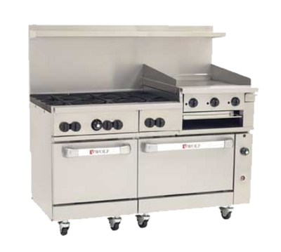 Wolf C60SC-6B24GB-LP 60" W 6 Burners Natural Gas Challenger XL Restaurant Range - 268,000 BTU