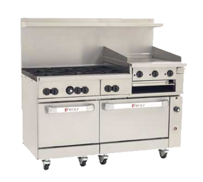 Wolf C60SC-6B24GB-LP 60" W 6 Burners Natural Gas Challenger XL Restaurant Range - 268,000 BTU
