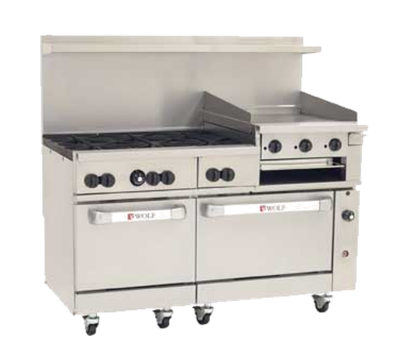 Wolf C60SC-6B24GB-NG 60" W 6 Burners Natural Gas Challenger XL Restaurant Range - 268,000 BTU