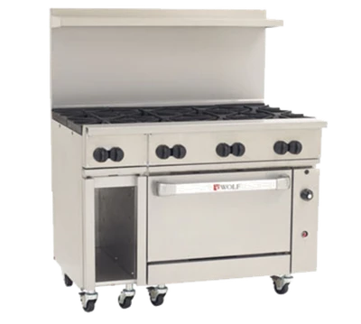 Wolf C48S-8B-NG 48" W 8 Burners Natural Gas Challenger XL Restaurant Range - 275,000 BTU