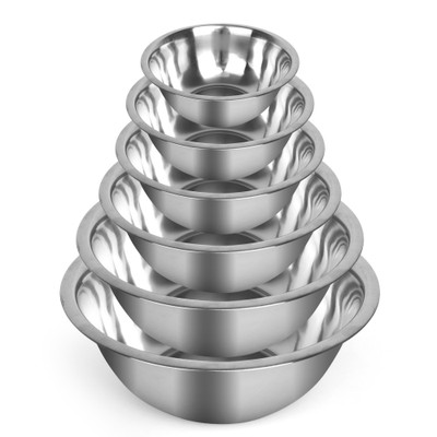 Culigrade Stainless Steel Mixing Bowl Set of 6 - 0.75, 1.5, 3, 4, 5, 8 Quart Sizes - Nesting, Durable, Easy to Clean, Ideal for Baking, Cooking, and Food Prep