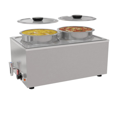Koolmore CFW-4T 8 Qt. Stainless Steel 20 Gauge Electric Countertop Food Warmer with Faucet - 115 Volts
