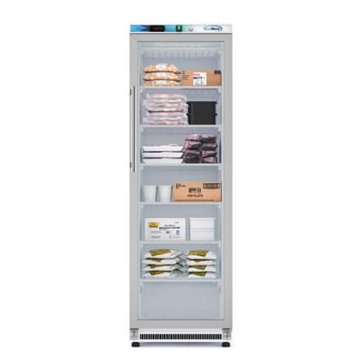 Koolmore KM-FMD12WGD 12 Cu. Ft. White Stainless Steel Glass Door Reach-In Freezer - 115 Volts