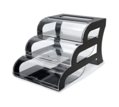 Rosseto BK011 15.25" x 23.25" x 15.5" H 3 Tier Rectangular Clear Acrylic Black Steel Frame Bakery Case