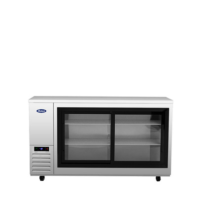 Atosa USA, Inc. SBB69SGGRAUS1 68" W x 24.5" D x 40.12" H Stainless Steel 2- Section Shallow Depth Atosa Back Bar Cooler - 115 Volts