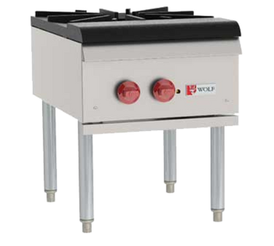 Wolf WSPR1-QS-COMMANDER-NG 18" W Stainless Steel Two-Ring Burner Cast Iron Natural Gas Stock Pot Range - 110,000 BTU