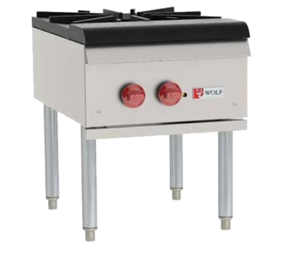 Wolf WSPR1-QS-COMMANDER-NG 18" W Stainless Steel Two-Ring Burner Cast Iron Natural Gas Stock Pot Range - 110,000 BTU