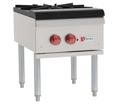 Wolf WSPR1-QS-COMMANDER-NG 18" W Stainless Steel Two-Ring Burner Cast Iron Natural Gas Stock Pot Range - 110,000 BTU