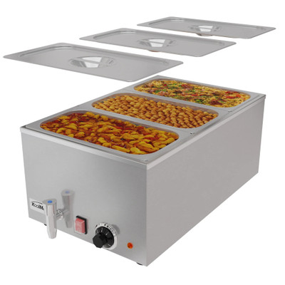 Koolmore CFW-3T 6 Qt. Stainless Steel 20 Gauge Electric Countertop Food Warmer with Faucet - 115 Volts