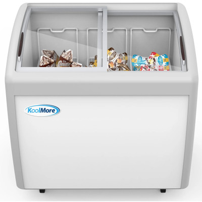 Koolmore MCF-9C 9 Cu. Ft. White Sliding Glass Door Ice Cream Display Chest Freezer - 115 Volts