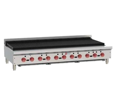 Wolf ACB60-QS-COMMANDER-NG 62.13" W Stainless Steel Countertop Natural Gas Achiever Charbroiler - 187,000 BTU