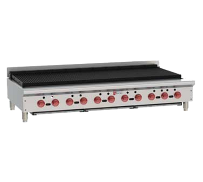 Wolf ACB60-QS-COMMANDER-NG 62.13" W Stainless Steel Countertop Natural Gas Achiever Charbroiler - 187,000 BTU