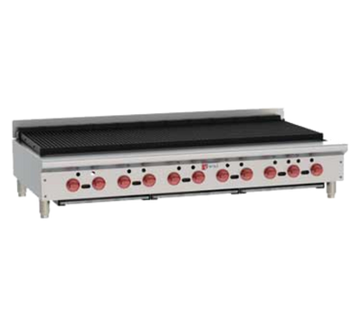 Wolf ACB60-QS-COMMANDER-NG 62.13" W Stainless Steel Countertop Natural Gas Achiever Charbroiler - 187,000 BTU