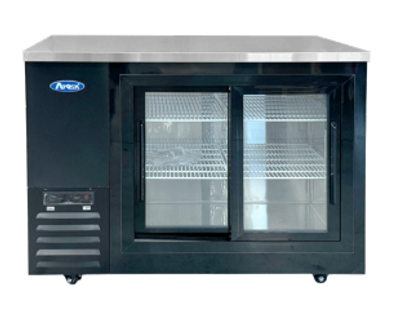 Atosa USA, Inc. SBB48SGGRAUS2 48&quot; W x 24.5&quot; D x 40.12&quot; H Black Stainless Steel 2- Section Shallow Depth Atosa Back Bar Cooler - 115 Volts