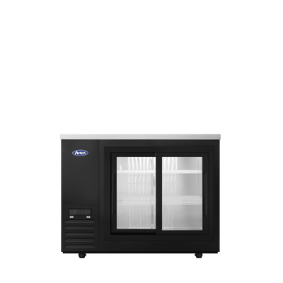Atosa USA, Inc. SBB48SGGRAUS2 48" W x 24.5" D x 40.12" H Black Stainless Steel 2- Section Shallow Depth Atosa Back Bar Cooler - 115 Volts