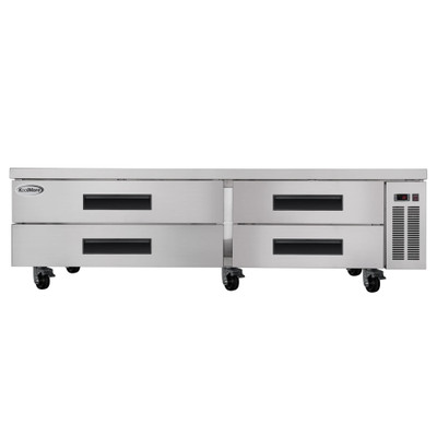 Koolmore KM-BR-844D 84" W Stainless Steel Commercial Chef Base Refrigerator Storage Cabinet