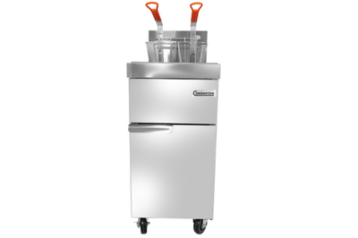 Connerton CSG-F4A-NG 50 Lbs. Stainless Steel Natural Gas Floor Model Fryer - 120,000 BTU