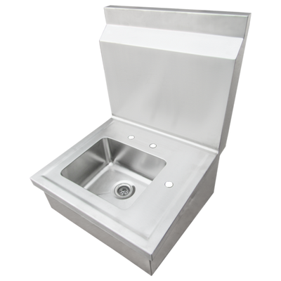 IMC Teddy WS-2D 19.25" x 20.5" Stainless Steel Wall-Mount Hand Sink with Gooseneck Faucet and Soap Dispenser