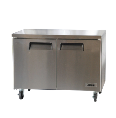 Bison BUF-48 12 Cu. Ft. Two-Section Self Closing Stainless Steel Door Undercounter Freezer - 115 Volts 1-Phase